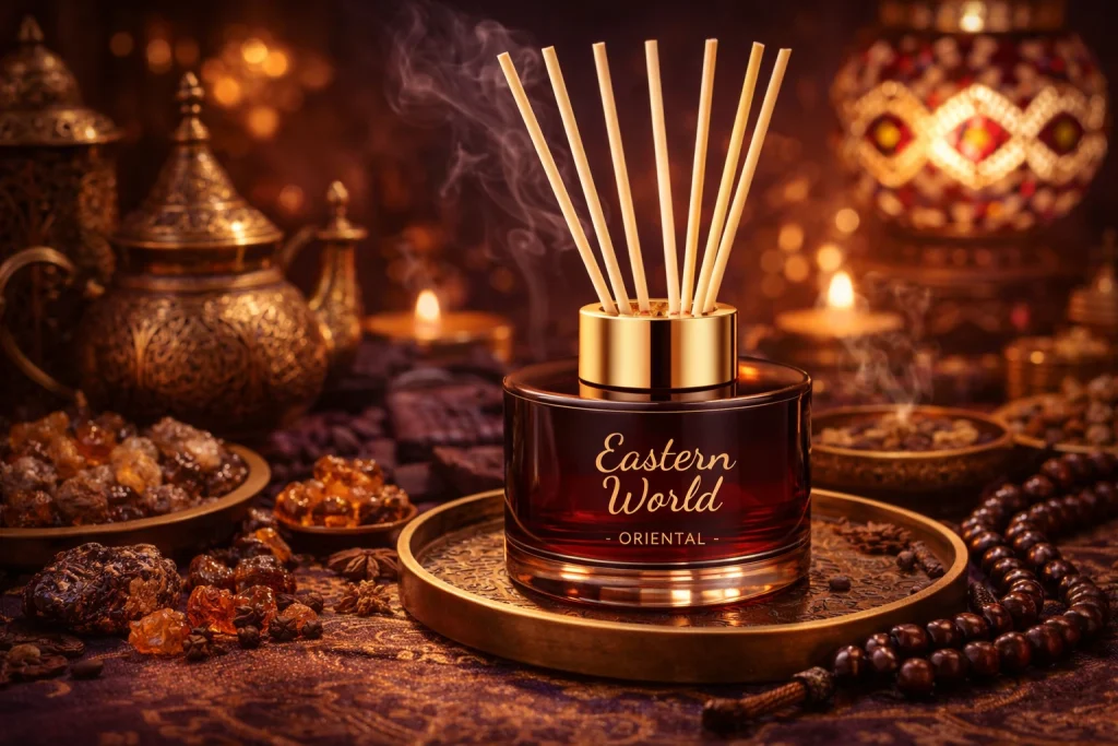 Αρωματικό Eastern World από τη συλλογή Oriental & Sensual της HYCEAN με εξωτικές και ανατολίτικες νότες για ζεστή και πολυτελή ατμόσφαιρα σε επαγγελματικούς χώρους