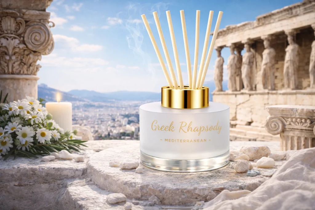 Αρωματικό Greek Rhapsody από τη συλλογή Aquatic & Mediterranean της HYCEAN εμπνευσμένο από την Ελλάδα με θαλασσινές και καλοκαιρινές νότες για δροσερή και κομψή ατμόσφαιρα σε επαγγελματικούς χώρους