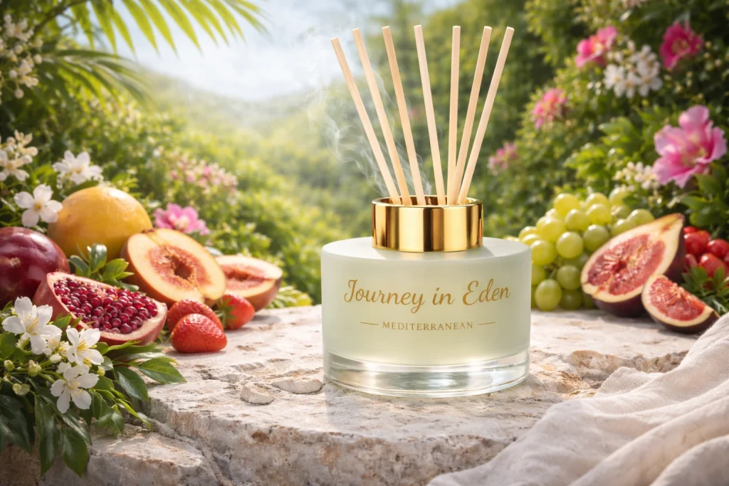 Αρωματικό Journey in Eden από τη συλλογή Aquatic & Mediterranean της HYCEAN με δροσερές και φυσικές νότες για καθαρή και εξωτική ατμόσφαιρα σε επαγγελματικούς χώρους