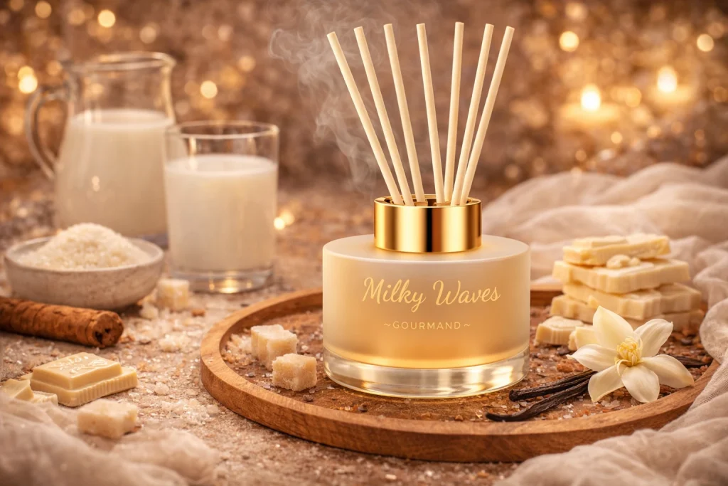 Αρωματικό Milky Waves από τη συλλογή Gourmand της HYCEAN με κρεμώδεις νότες γάλακτος για γλυκιά και χαλαρωτική ατμόσφαιρα σε επαγγελματικούς χώρους